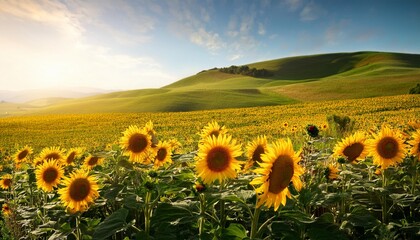 ひまわり畑の美しい風景