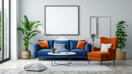 Bright and modern transformation of a Scandinavian living room. AI generated image