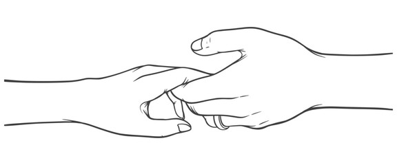 Couple holding hand line art style vector eps