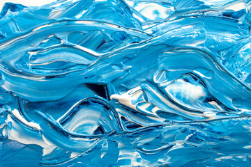 Blue background with oil paint. Abstract acrylic paint texture. Beautiful brushstrokes close-up