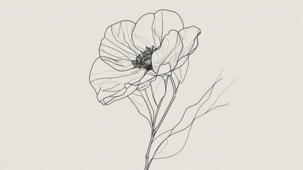 Naklejka premium A minimalist continuous line drawing of a flower