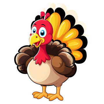 recommend clip art: isolated of cute turkey cartoon illustration