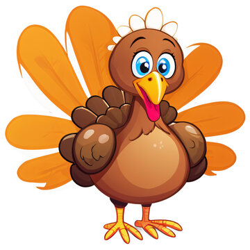 recommend clip art: isolated of cute turkey cartoon illustration