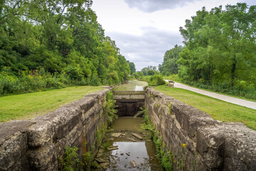 The small old canal to Cuyahoga river at the forest at Cuyahoga Valley National Park, Ohio, USA.

