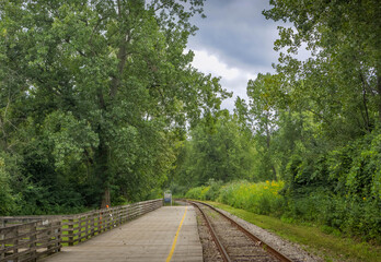 The railway station for Cuyahoga Valley Scenic Railroad in National park at Ohio, a beautiful historic landmark in the American forests.
