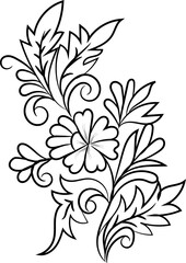 Hand-drawn simple blooming apple tree flower outline