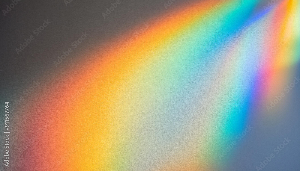 Poster abstract prism light refraction. rainbow spectrum of colorful beams on soft white background. minima