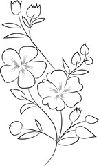 Hand-drawn simple blooming apple tree flower outline