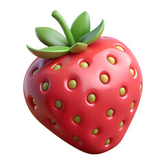 Obraz premium strawberry 3d icon. Fruit. Isolated object on transparent background. High quality illustration