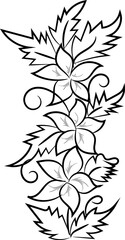 Hand-drawn simple blooming apple tree flower outline