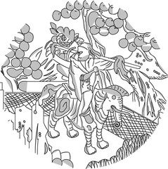 sketch vector illustration silhouette design mandala rosette icon symbol wall decoration ornament classic ethnic vintage traditional