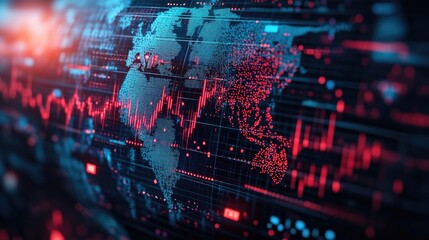 Global Market Connectivity: Digital Globe with Interconnected Stock Market Symbols