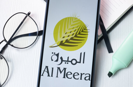 New York, USA - 1 August 2024: Al Meera Consumer Goods Logo on Phone Screen, Company Icon on Display
