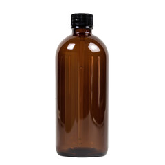 32 oz big amber glass shampoo bottle with black cap isolated on white background