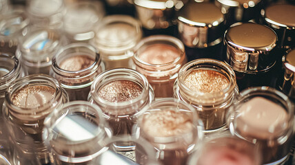 Make-up cosmetic product, beauty products and cosmetics swatch sample flatlay, various makeup brand tools as glamour fashion night out background idea