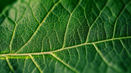 Obraz premium Detailed close-up shot of a green leaf