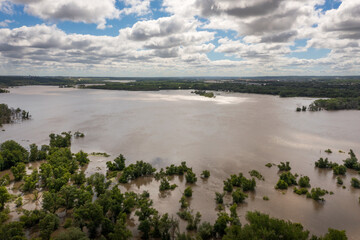 Flooded Minnesota River at Shakopee, Minnesota on June 30, 2024