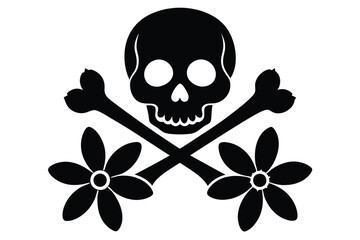 skull and crossbones on a white background silhouette vector illustration