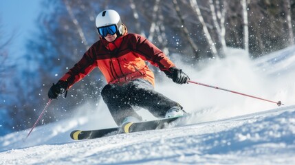 Skier on snowy slopes