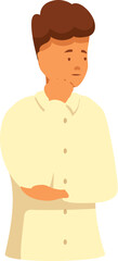 Obraz premium Cartoon image of a young man standing with his arms crossed and thinking