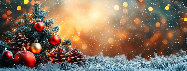 Christmas wallpaper facebook cover background with Christmas balls and black space 