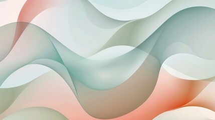 Abstract Composition Featuring Flowing Waves and Soft Colors in Light Pastel Tones