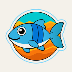 fish in a realistic style with beach 