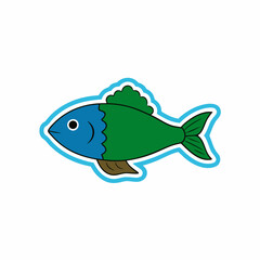 fish in a realistic style with beach 