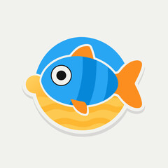 fish in a realistic style with beach 
