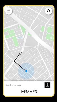 Taxi service online application. Top view of modern city map with location pins. Taxi mobile app, map and pointer, gps navigation. Vertical animation. Phone wallpaper