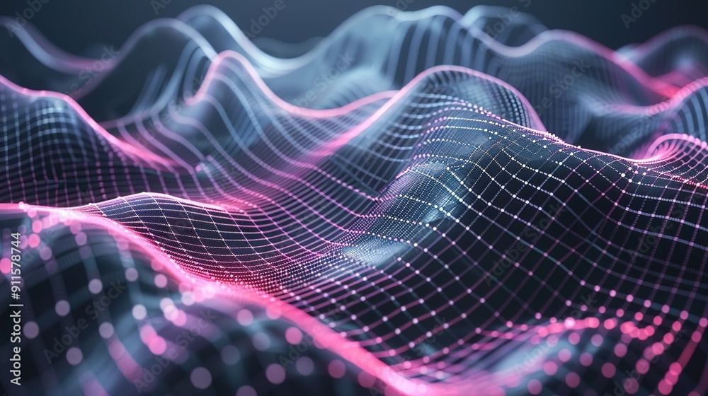 Poster dynamic colorful waves representing data patterns in a modern digital landscape