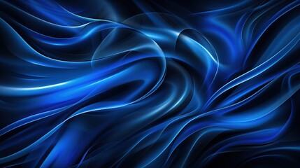 Fototapeta premium Dynamic Flowing Blue Waves Creating an Abstract Art Piece at Night