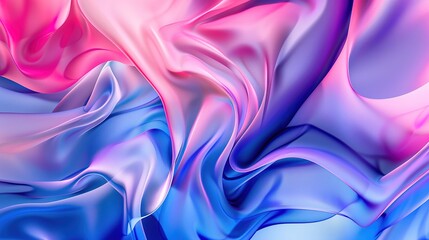 Fototapeta premium Elegant Flowing Silk Fabric Blending Pink and Blue Hues In a Soft Light Setting