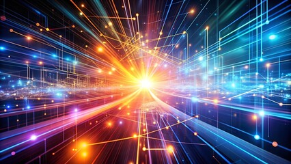 Symphony of Circuits: An Abstract Tapestry of Technological Light  AI Generated