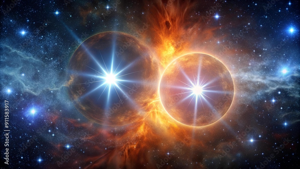 Wall mural eternal dance of celestial giants: a binary star system in deep space generative ai