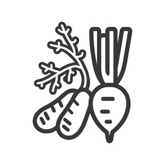 Fototapeta premium Line Art Illustration of a Carrot and a Radish