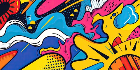 Abstract colorful shapes and patterns.