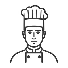 Fototapeta premium Line Art Illustration of a Chef with a Hat