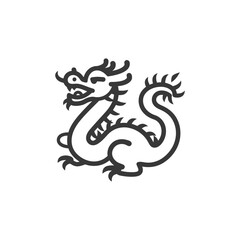 Line Art Illustration of a Chinese Dragon
