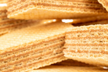 Several delicious vanilla wafers, macro.