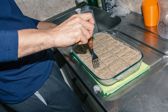 Man Preparing Homemade Kibbes for Lunch