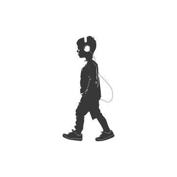 recommend clip art: Silhouette of a Boy Walking While Listening to Music