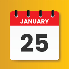 January 25 Single Day Calendar Flat Style 
