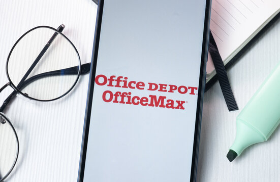 New York, USA - 1 August 2024: Office Depot ODP Logo on Phone Screen, Company Icon on Display