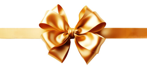 Beautiful Golden bow on isolated on png or transparent background, PNG
