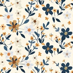Cute Feminine Seamless Wildflower Pattern in Soft Tones