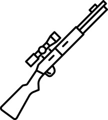 Sniper rifle icon. Weapon symbol. Linear style.