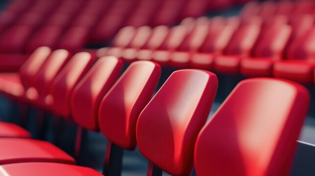 Red seats in a vip area of a sports stadium