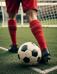 Fototapeta premium soccer player kicking ball