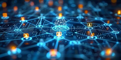 CRM Hub of Connectivity, central hub with interconnected lines representing various customer touchpoints